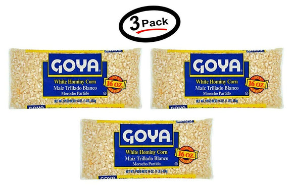 (3 Pack) Goya Foods White Hominy Corn, 16 Oz