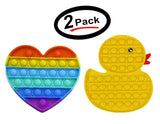 (2 Pack) Push Pop Silicone Sensory Fidget Toy Rainbow Pop Bubble Stress Relief