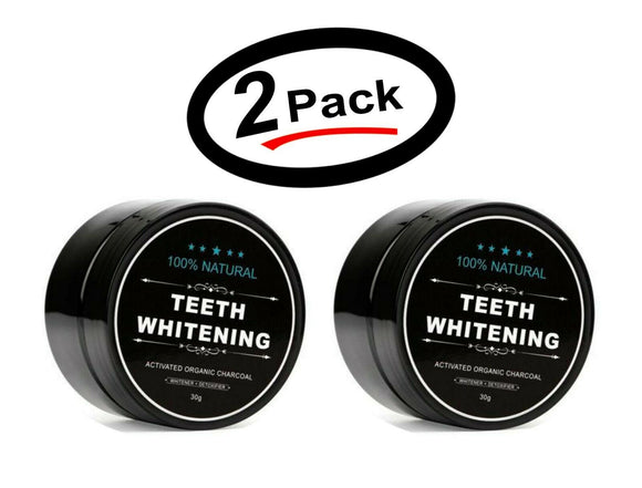 (2 Pack) 100% ORGANIC COCONUT ACTIVATED CHARCOAL TEETH WHITENING POWDER
