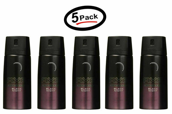 (5-Pack) Axe Deodorant Body Spray Black Night Mens Fragrance 150ml/5.07 Oz