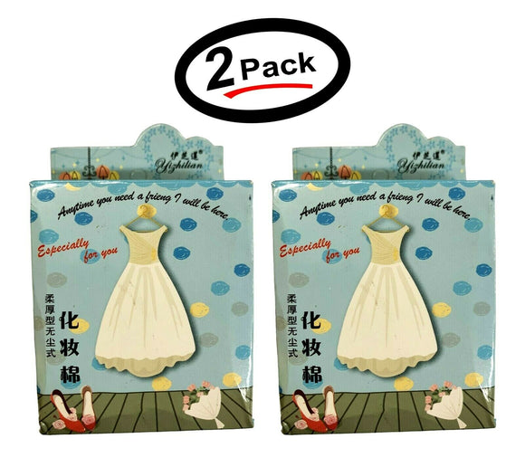 2 Pack YIZHILIAN High Quality 50 Pcs/Bag Cosmetic Makeup Facial Cotton Pads