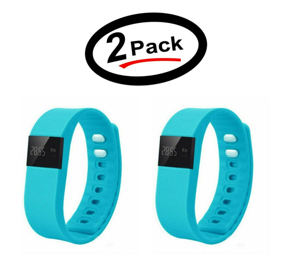 TW64 Waterproof Bluetooth 4 Activity Tracker Sport Bracelet (Blue) (2 Pack)