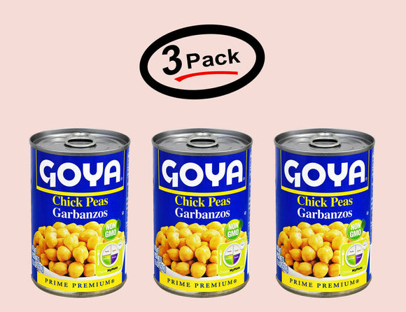 3 Pack of Goya Chick Peas Garbanzos Prime Premium 15.5 Oz.