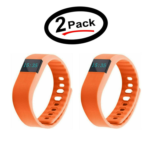 2 Pack TW64 Waterproof Bluetooth 4 Activity Tracker Sport Bracelet (Orange)