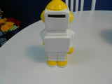 RETRO ROBOT COIN SLOT SAVINGS BANK 7" HIGH Yellow CERAMIC
