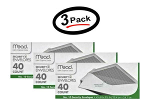 3 Pack of NEW Mead #10 Security Envelopes, 40 Count 75214