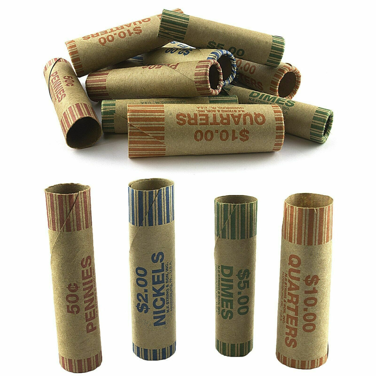 108 Rolls Assorted Coin Wrappers penny nickel dime quarter