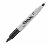 (3 Pack) Sharpie Twin Tip Permanent Black Marker, Fine & Ultra Fine Point 2 in 1